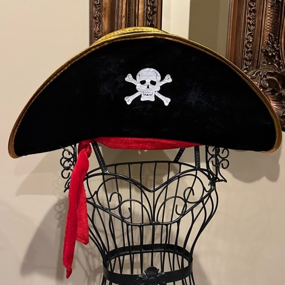 Pirate hat pirate captain hat Halloween costume Black Pirate Hat - Picture 5 of 7